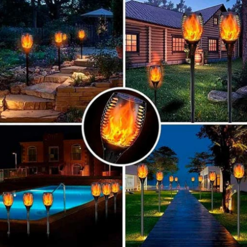 Antorcha de jardín con luz solar para exteriores FireNight [carga solar]