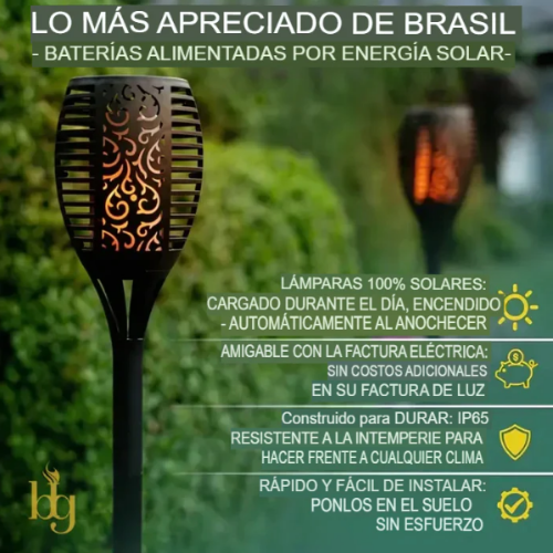 Antorcha de jardín con luz solar para exteriores FireNight [carga solar]