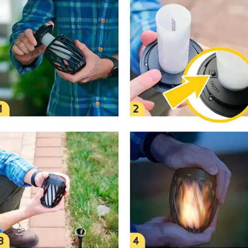 Antorcha de jardín con luz solar para exteriores FireNight [carga solar]