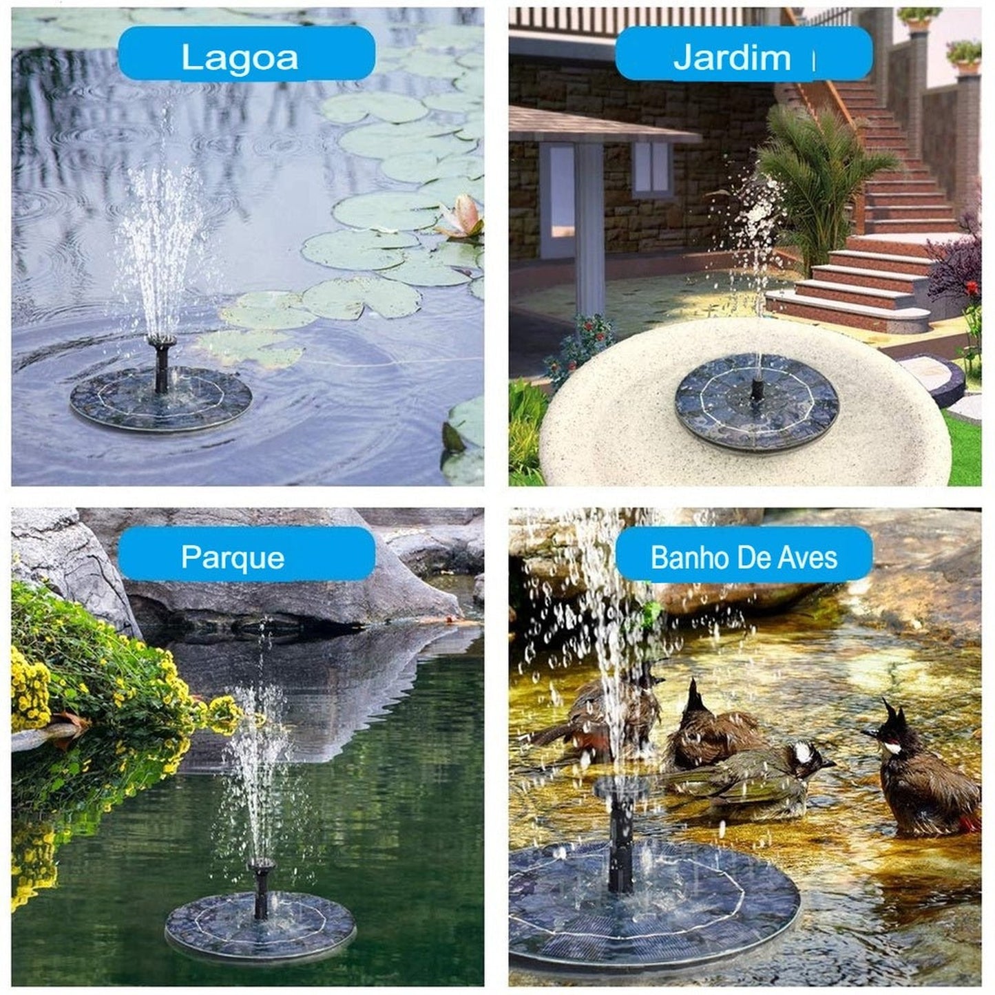 Fuente de agua para pájaros - [Carga solar]